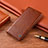 Leather Case Stands Flip Cover Holder H06P for Motorola Moto G60 Light Brown