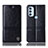 Leather Case Stands Flip Cover Holder H06P for Motorola Moto G71 5G Black