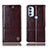 Leather Case Stands Flip Cover Holder H06P for Motorola Moto G71 5G Brown
