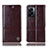 Leather Case Stands Flip Cover Holder H06P for OnePlus Nord N300 5G Brown