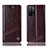Leather Case Stands Flip Cover Holder H06P for Oppo A53s 5G Brown