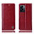 Leather Case Stands Flip Cover Holder H06P for Oppo A56S 5G Red