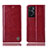 Leather Case Stands Flip Cover Holder H06P for Oppo A76 Red