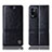 Leather Case Stands Flip Cover Holder H06P for Oppo K9X 5G Black