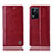 Leather Case Stands Flip Cover Holder H06P for Oppo K9X 5G Red