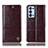 Leather Case Stands Flip Cover Holder H06P for Oppo Reno6 Pro 5G Brown