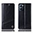 Leather Case Stands Flip Cover Holder H06P for Oppo Reno7 5G Black