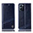 Leather Case Stands Flip Cover Holder H06P for Oppo Reno7 5G Blue