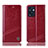 Leather Case Stands Flip Cover Holder H06P for Oppo Reno7 SE 5G Red