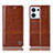 Leather Case Stands Flip Cover Holder H06P for Oppo Reno8 5G Light Brown