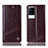 Leather Case Stands Flip Cover Holder H06P for Vivo iQOO 8 5G Brown