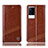 Leather Case Stands Flip Cover Holder H06P for Vivo iQOO 8 5G Light Brown