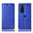 Leather Case Stands Flip Cover Holder H07P for Motorola Moto Edge Plus (2022) 5G Blue