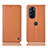 Leather Case Stands Flip Cover Holder H07P for Motorola Moto Edge X30 5G Orange