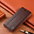 Leather Case Stands Flip Cover Holder H07P for Motorola Moto G10 Brown