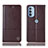 Leather Case Stands Flip Cover Holder H07P for Motorola Moto G41 Brown