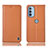 Leather Case Stands Flip Cover Holder H07P for Motorola Moto G41 Orange