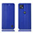 Leather Case Stands Flip Cover Holder H07P for Motorola Moto G50 5G Blue