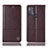 Leather Case Stands Flip Cover Holder H07P for Motorola Moto G50 Brown