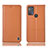 Leather Case Stands Flip Cover Holder H07P for Motorola Moto G50 Orange
