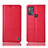 Leather Case Stands Flip Cover Holder H07P for Motorola Moto G50 Red