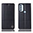 Leather Case Stands Flip Cover Holder H07P for Motorola Moto G71 5G Black