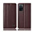 Leather Case Stands Flip Cover Holder H07P for Oppo A53s 5G Brown