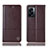 Leather Case Stands Flip Cover Holder H07P for Oppo A57 5G Brown