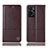 Leather Case Stands Flip Cover Holder H07P for Oppo A76 Brown