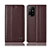 Leather Case Stands Flip Cover Holder H07P for Oppo F19 Pro+ Plus 5G Brown