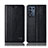 Leather Case Stands Flip Cover Holder H07P for Oppo K9S 5G Black
