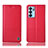 Leather Case Stands Flip Cover Holder H07P for Oppo Reno6 5G Red