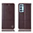 Leather Case Stands Flip Cover Holder H07P for Oppo Reno6 Pro+ Plus 5G Brown