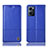 Leather Case Stands Flip Cover Holder H07P for Oppo Reno7 5G Blue
