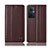 Leather Case Stands Flip Cover Holder H07P for Oppo Reno7 Lite 5G Brown