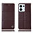 Leather Case Stands Flip Cover Holder H07P for Oppo Reno8 5G Brown