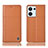 Leather Case Stands Flip Cover Holder H07P for Oppo Reno8 5G Orange