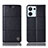 Leather Case Stands Flip Cover Holder H07P for Oppo Reno9 5G Black