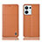 Leather Case Stands Flip Cover Holder H07P for Oppo Reno9 5G Orange