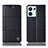 Leather Case Stands Flip Cover Holder H07P for Oppo Reno9 Pro 5G Black