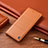 Leather Case Stands Flip Cover Holder H07P for Samsung Galaxy A42 5G Orange