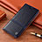Leather Case Stands Flip Cover Holder H07P for Samsung Galaxy S21 Ultra 5G Blue