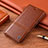 Leather Case Stands Flip Cover Holder H07P for Samsung Galaxy S22 5G Light Brown
