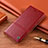 Leather Case Stands Flip Cover Holder H07P for Samsung Galaxy S22 5G Red