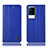 Leather Case Stands Flip Cover Holder H07P for Vivo iQOO 8 5G Blue