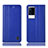 Leather Case Stands Flip Cover Holder H07P for Vivo iQOO 8 Pro 5G Blue