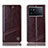 Leather Case Stands Flip Cover Holder H07P for Vivo iQOO 9 5G Brown