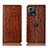 Leather Case Stands Flip Cover Holder H08P for Motorola Moto Edge 30 Fusion 5G Light Brown