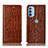 Leather Case Stands Flip Cover Holder H08P for Motorola Moto G31 Light Brown