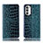 Leather Case Stands Flip Cover Holder H08P for Motorola Moto G82 5G Blue